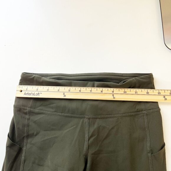 Lululemon Pace Rival Crop Leggings Green Mesh Pockets Workout - Size 4 - Picture 7 of 9